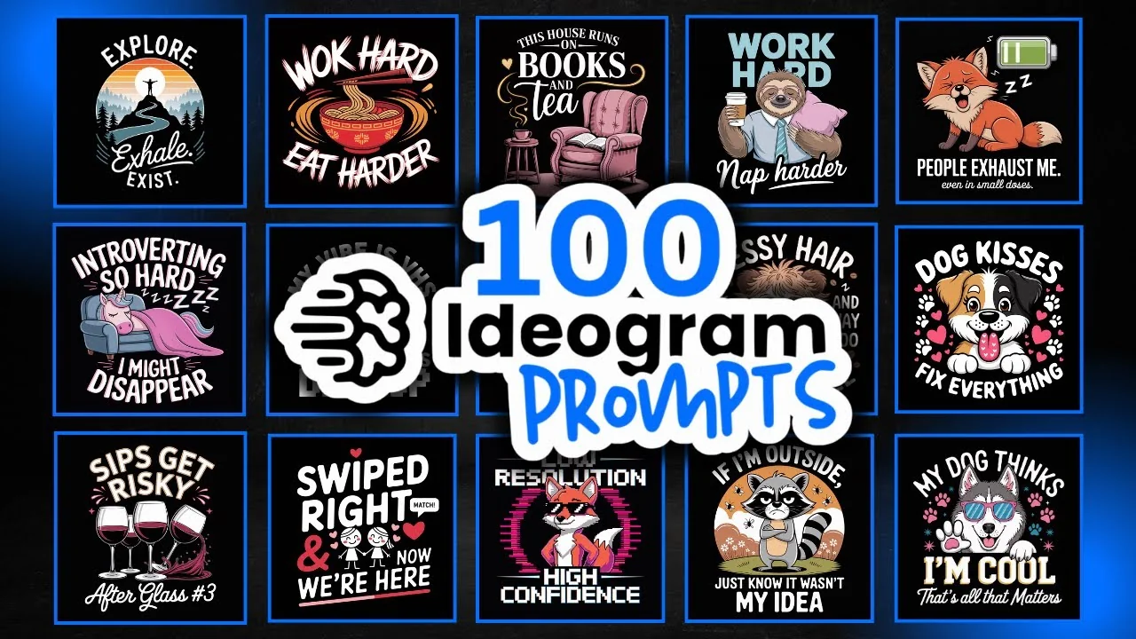 100 Free Ideogram Prompts for Unique Quote T-Shirt Designs - Featured Image