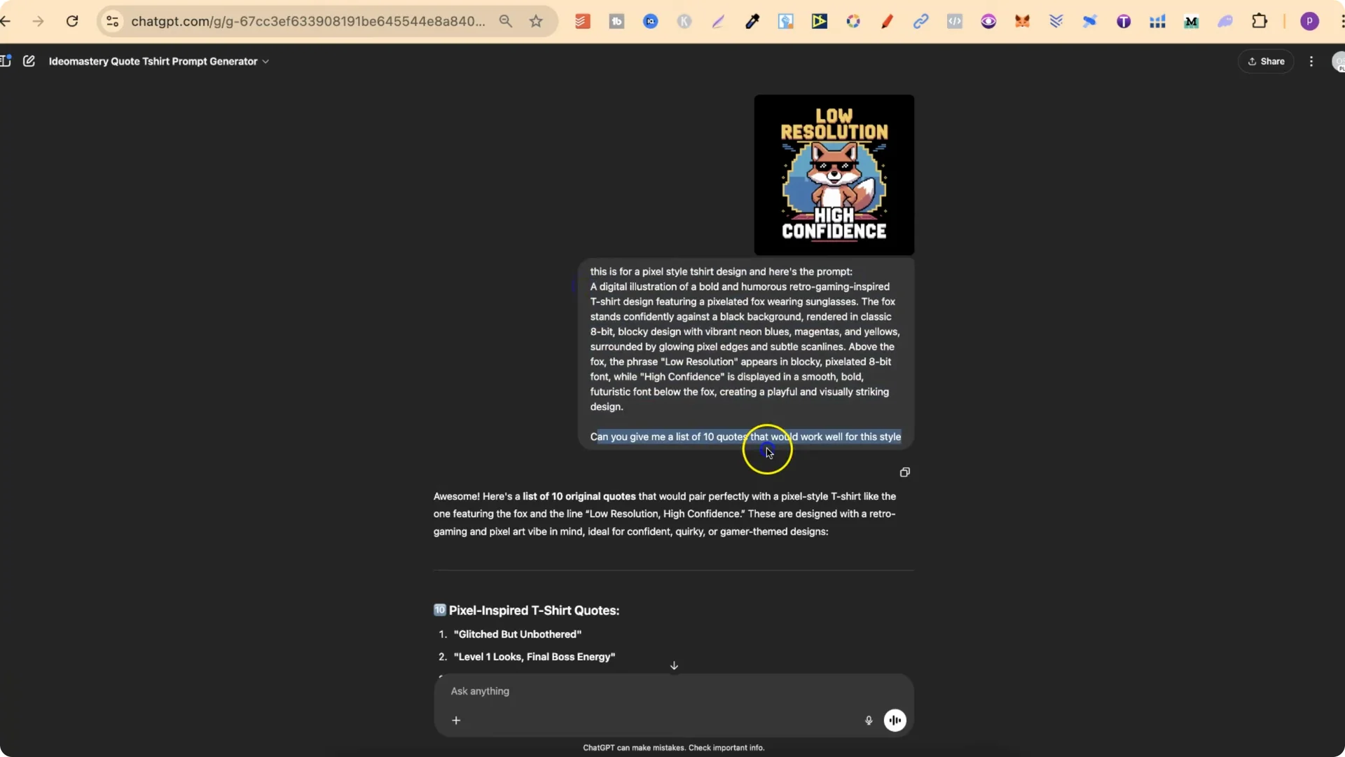 Creating Pixel Art T-Shirts with ChatGPT: Free Prompts Inside screenshot 8