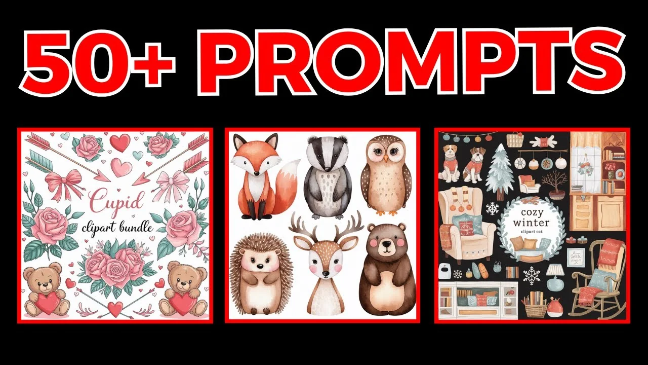 Explore 50+ Unique IDEOGRAM AI Clipart Bundle Prompts - Featured Image
