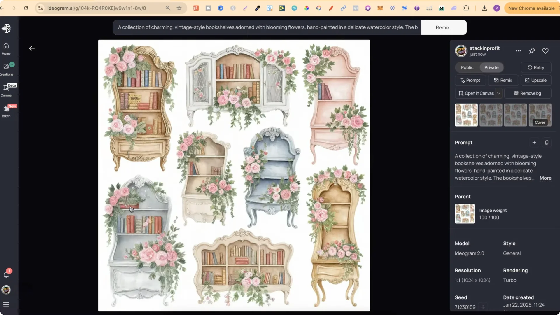 Unlock Unique Ideogram AI Prompts for Vintage Watercolor Clipart screenshot 7