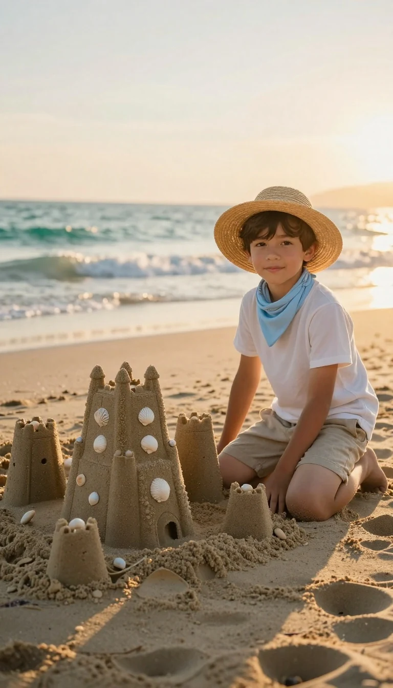 5. Golden-Hour Sandcastle Architect