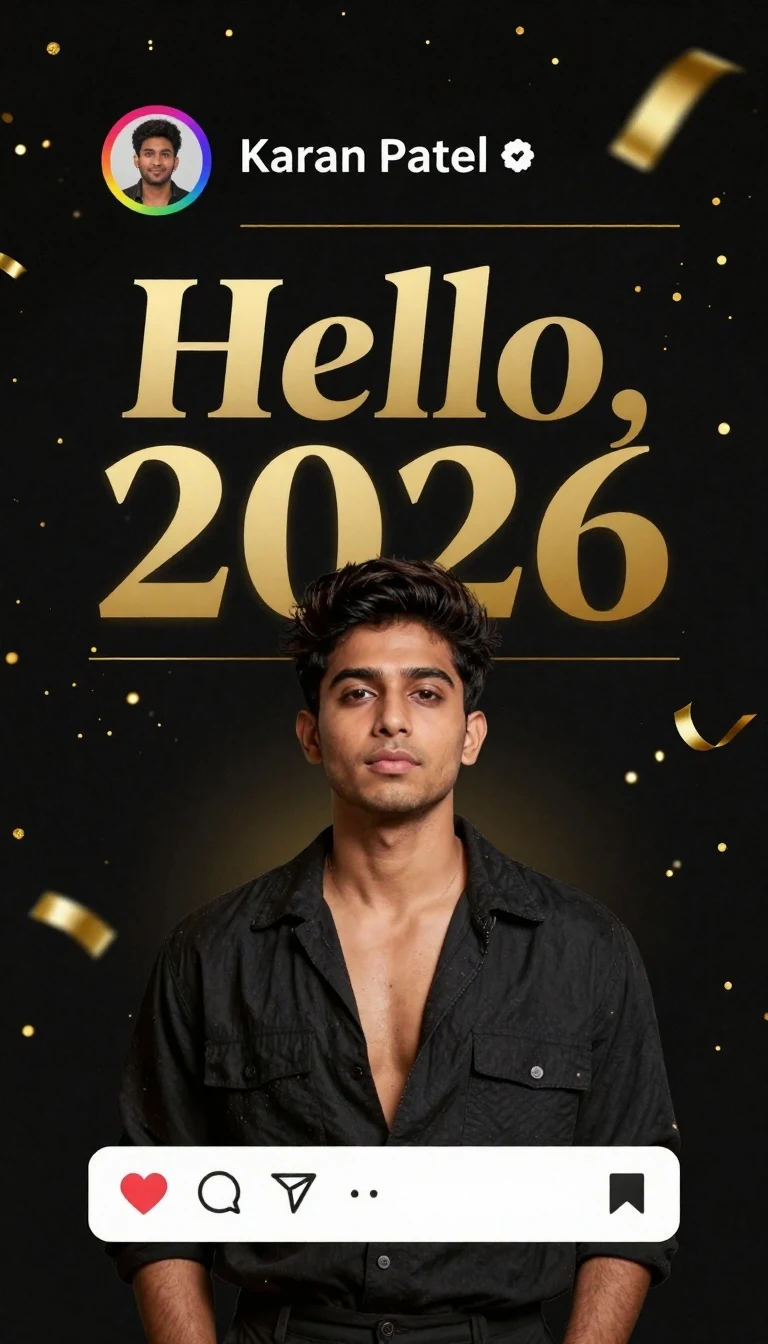 10. New Year 2026 Profile Celebration (Gold on Black)
