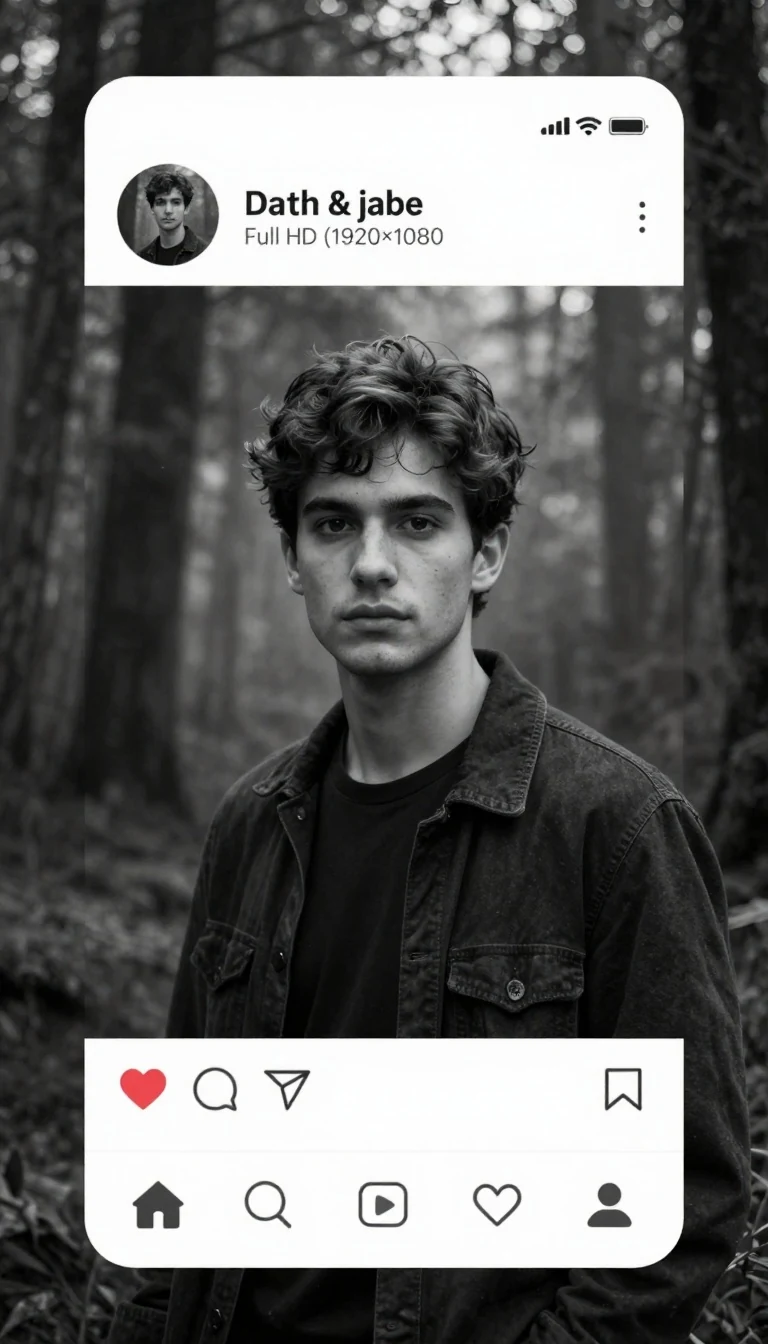 3. Exact Instagram Interface + Cinematic Forest B&W