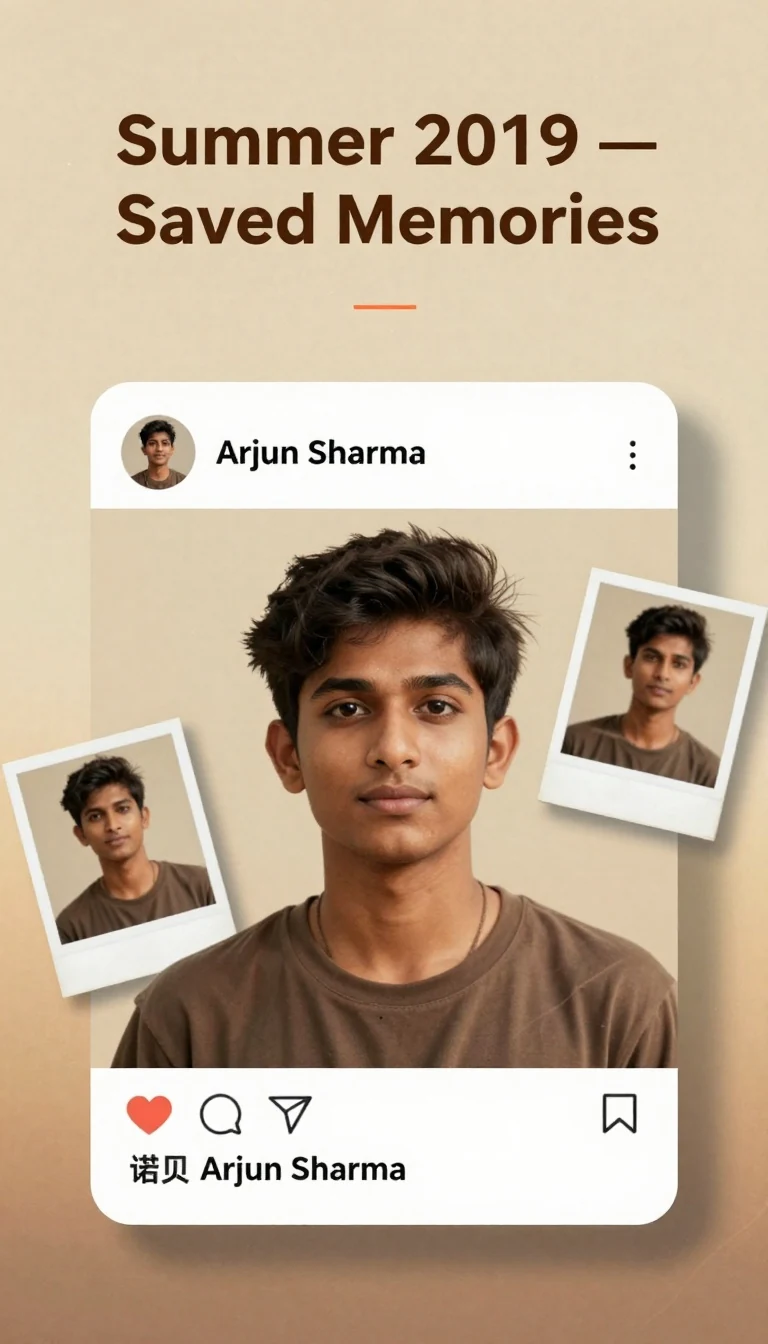 5. Warm Nostalgic Username Memories (Polaroid Collage + Saved Post)