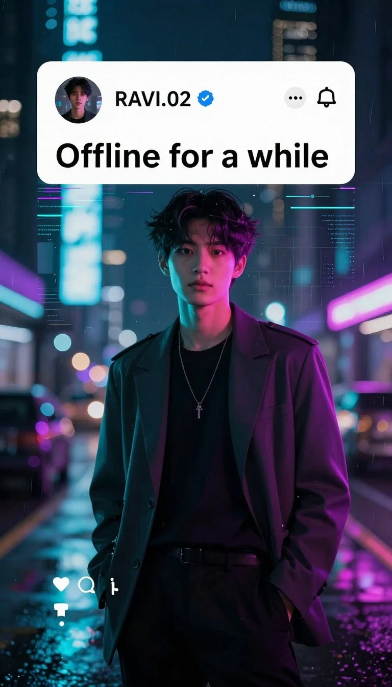 6. Neon Cyber Username Poster (Glitch, Teal–Purple, Offline Status)